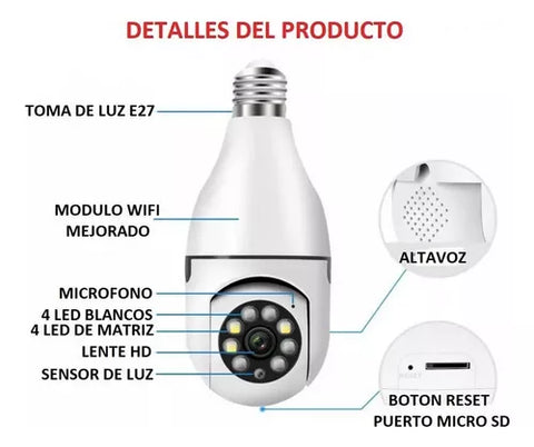 ¡Explora la Seguridad Total con la Cámara de Bombillo 360°! Tienda Murilika